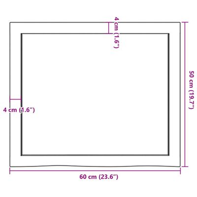 vidaXL Bancada p/ WC 60x50x(2-6)cm madeira tratada maciça castanho