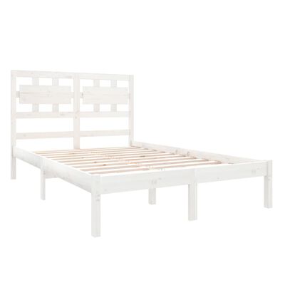 vidaXL Estrutura de cama casal 135x190 cm madeira maciça branco