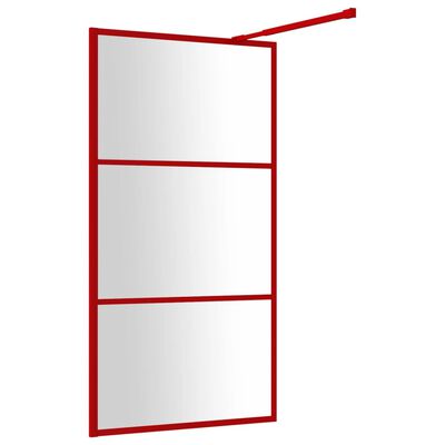 vidaXL Divisória de chuveiro 115x195cm vidro transparente ESG vermelho