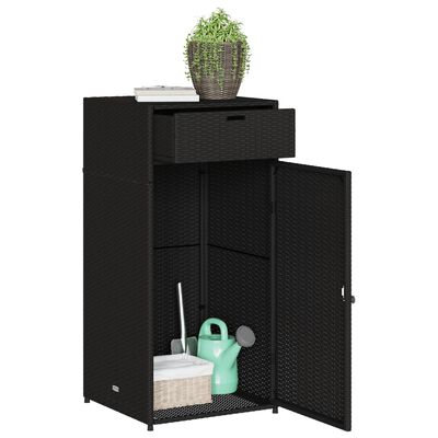 vidaXL Armário de arrumação para jardim 55x55x111 cm vime PE preto