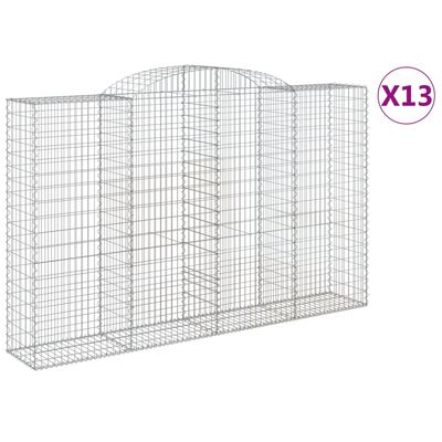 vidaXL Cestos gabião arqueados 13 pcs 300x50x180/200 ferro galvanizado