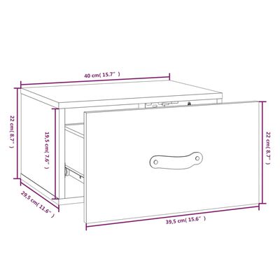 vidaXL Mesas de cabeceira de parede 2 pcs 40x29,5x22 cm