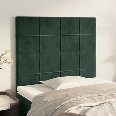 vidaXL Cabeceira de cama 2 pcs veludo 100x5x78/88 cm verde-escuro