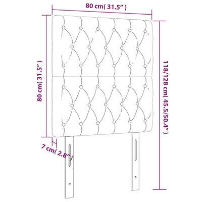 vidaXL Cabeceira de cama 2 pcs tecido 80x7x78/88 cm castanho-escuro