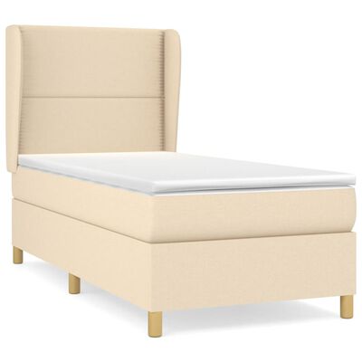 vidaXL Cama com molas/colchão 90x200 cm tecido cor crème