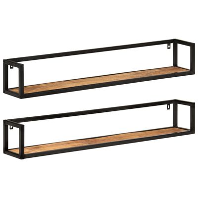 vidaXL Prateleiras de parede 2 pcs 110x17x17 cm mangueira maciça/ferro