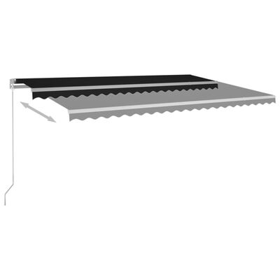 vidaXL Toldo retrátil manual com LED 500x350 cm antracite