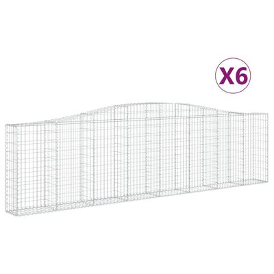 vidaXL Cestos gabião arqueados 6pcs 400x30x100/120cm ferro galvanizado