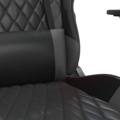 vidaXL Cadeira gaming massagens c/ apoio pés couro artif. preto/cinza