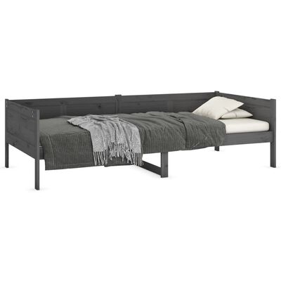 vidaXL Sofá-cama 90x200 cm madeira de pinho maciça cinzento