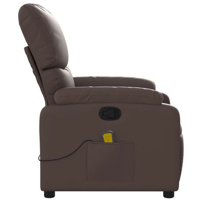 vidaXL Poltrona de massagens reclinável couro artificial castanho