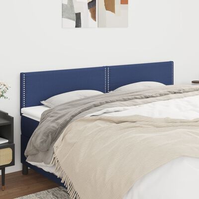 vidaXL Cabeceira de cama 2 pcs tecido 90x5x78/88 cm azul