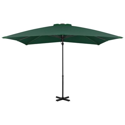 vidaXL Guarda-sol cantilever com poste alumínio 250x250 cm verde