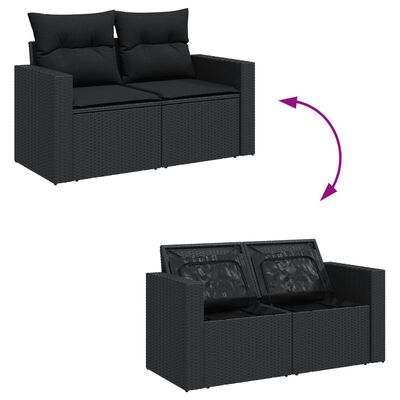 vidaXL 6 pcs conjunto sofás de jardim c/ almofadões vime PE preto