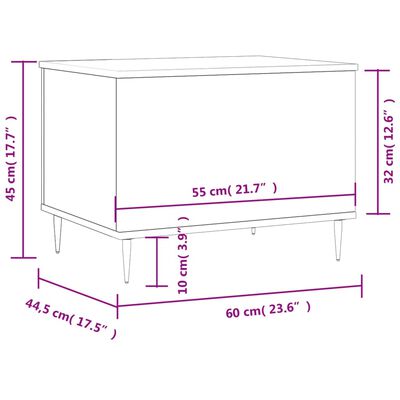 vidaXL Mesa de centro 60x44,5x45 cm derivados de madeira branco