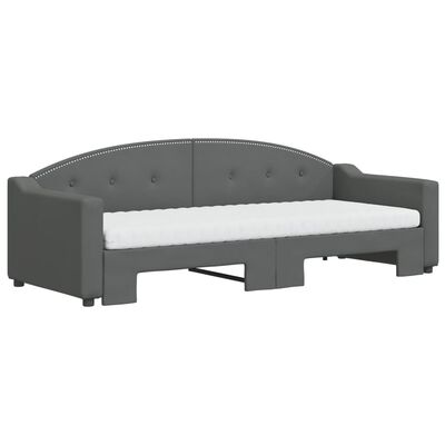 vidaXL Sofá-cama c/ gavetão e colchões 80x200cm tecido cinzento-escuro