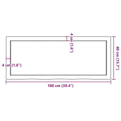 vidaXL Bancada p/ WC 100x40x(2-6)cm madeira tratada maciça castanho