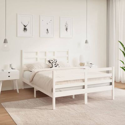 vidaXL Estrutura de cama 140x190 cm madeira maciça branco