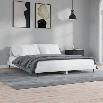 vidaXL Estrutura de cama 120x200 cm derivados madeira branco brilhante