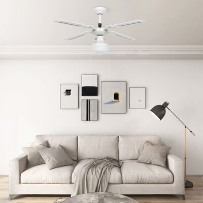 vidaXL Ventoinha de teto com luz 106 cm branco