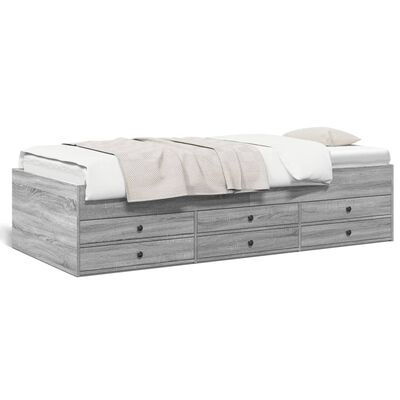 vidaXL Sofá-cama com gavetas sem colchão 75x190 cm cinzento sonoma