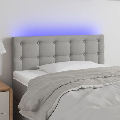 vidaXL Cabeceira de cama c/luzes LED tecido 100x5x78/88 cm cinza-claro