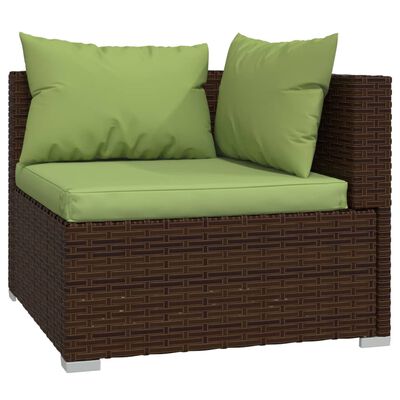 vidaXL 13 pcs conjunto lounge de jardim c/ almofadões vime PE castanho