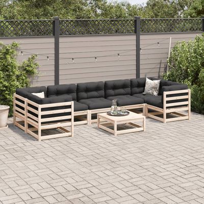 vidaXL 8 pcs conjunto sofás de jardim pinho maciço