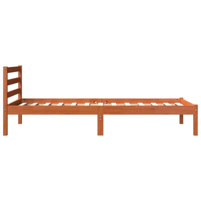 vidaXL Estrutura de cama 75x190 cm madeira pinho maciça castanho cera