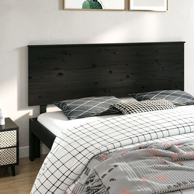 vidaXL Cabeceira de cama 184x6x82,5 cm pinho maciço preto