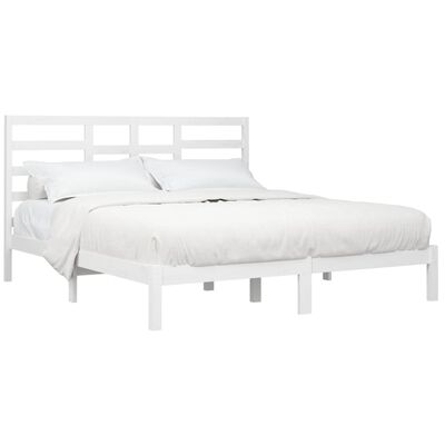 vidaXL Estrutura de cama 200x200 cm madeira maciça branco