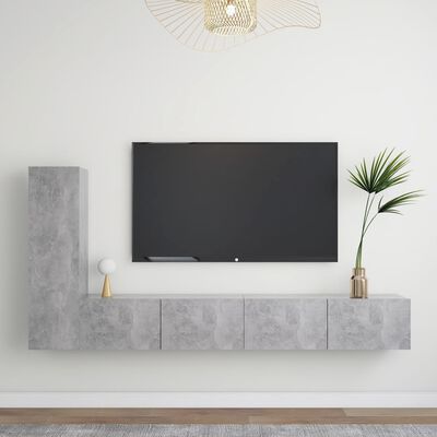 vidaXL 3 pcs conjunto móveis de TV derivados madeira cinzento cimento