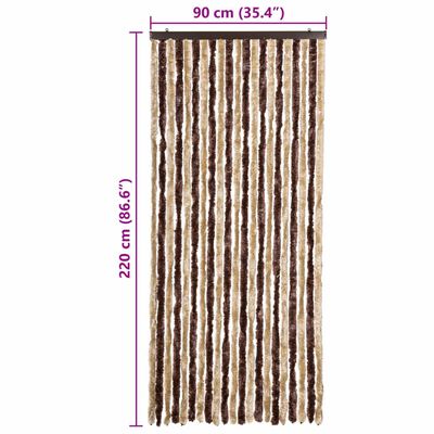 vidaXL Cortina anti-insetos 90x220 cm chenille bege e castanho claro