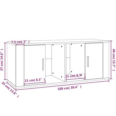 vidaXL Móvel de TV 100x35x40 cm derivados de madeira cinzento sonoma