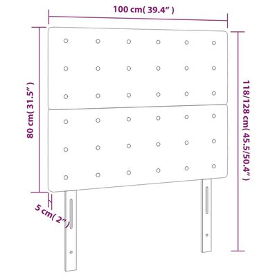 vidaXL Cabeceira cama c/ luzes LED veludo 100x5x118/128cm cinza-claro