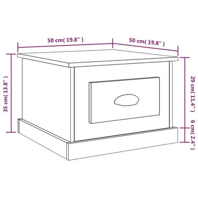 vidaXL Mesa de centro 50x50x35 cm derivados madeira carvalho castanho