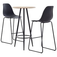 vidaXL 3 pcs conjunto de bar plástico preto