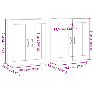 vidaXL Móveis de parede 2 pcs derivados de madeira cinzento cimento