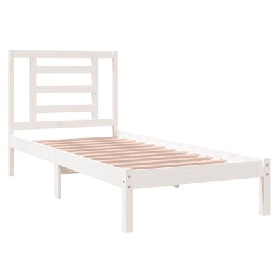 vidaXL Estrutura cama pequena solteiro 75x190 cm madeira maciça branco