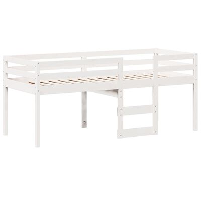 vidaXL Cama alta com telhado 75x190 cm pinho maciço branco