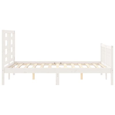 vidaXL Estrutura de cama com cabeceira 140x200cm madeira maciça branco