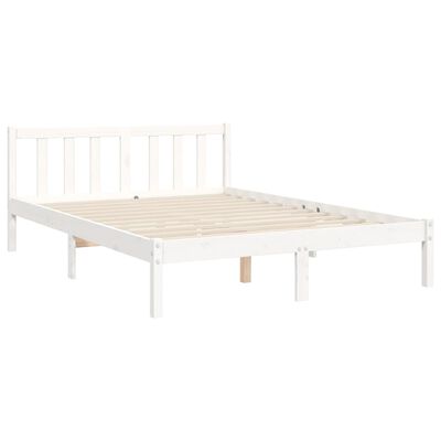 vidaXL Estrutura de cama com cabeceira 140x200cm madeira maciça branco