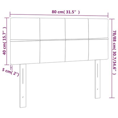 vidaXL Cabeceira de cama c/ luzes LED veludo 80x5x78/88 cm cinza-claro