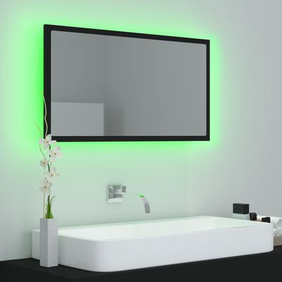 vidaXL Espelho de casa de banho c/ LED 80x8,5x37 cm acrílico preto