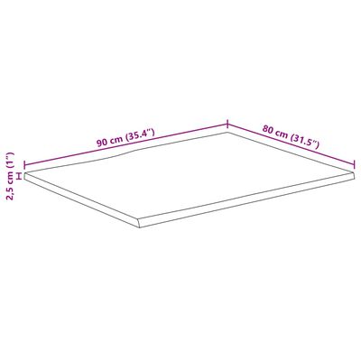 vidaXL Tampo de mesa c/ borda viva 90x80x2,5cm mangueira áspera maciça