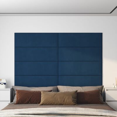 vidaXL Painel de parede 12 pcs 90x30 cm veludo 3,24 m² azul