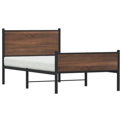 vidaXL Estrutura de cama sem colchão 107x203cm metal carvalho castanho