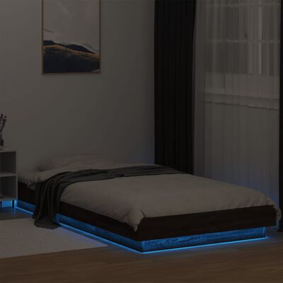 vidaXL Estrutura cama c/ luzes LED derivados madeira carvalho castanho