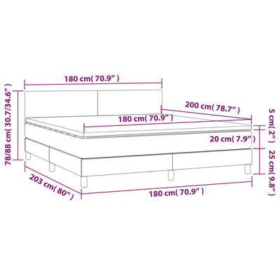 vidaXL Cama box spring c/colchão/LED 180x200cm couro artificial branco