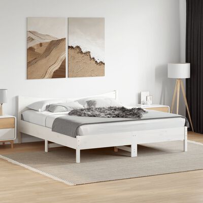 vidaXL Cama sem colchão 200x200 cm madeira de pinho maciça branco